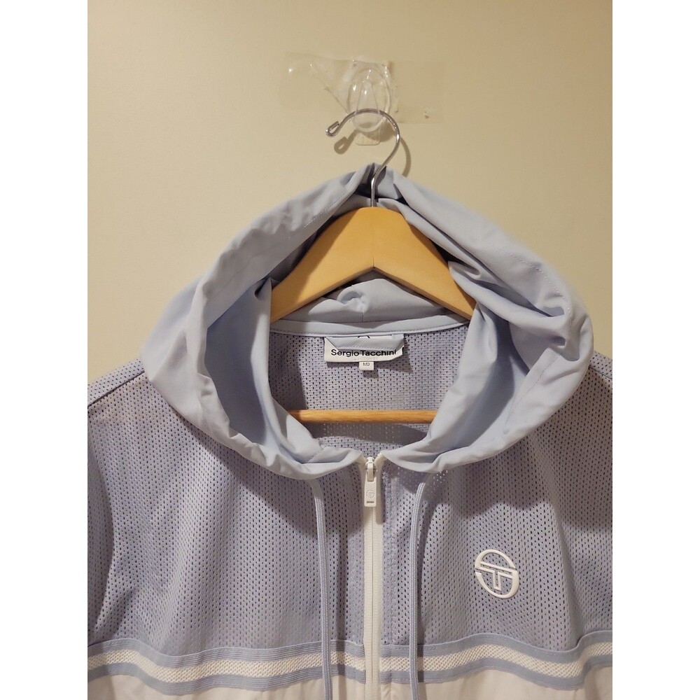 NWOT Sergio Tacchini Angelina Track Jacket Women M Xenon Blue White Mesh Tennis - Picture 3 of 8